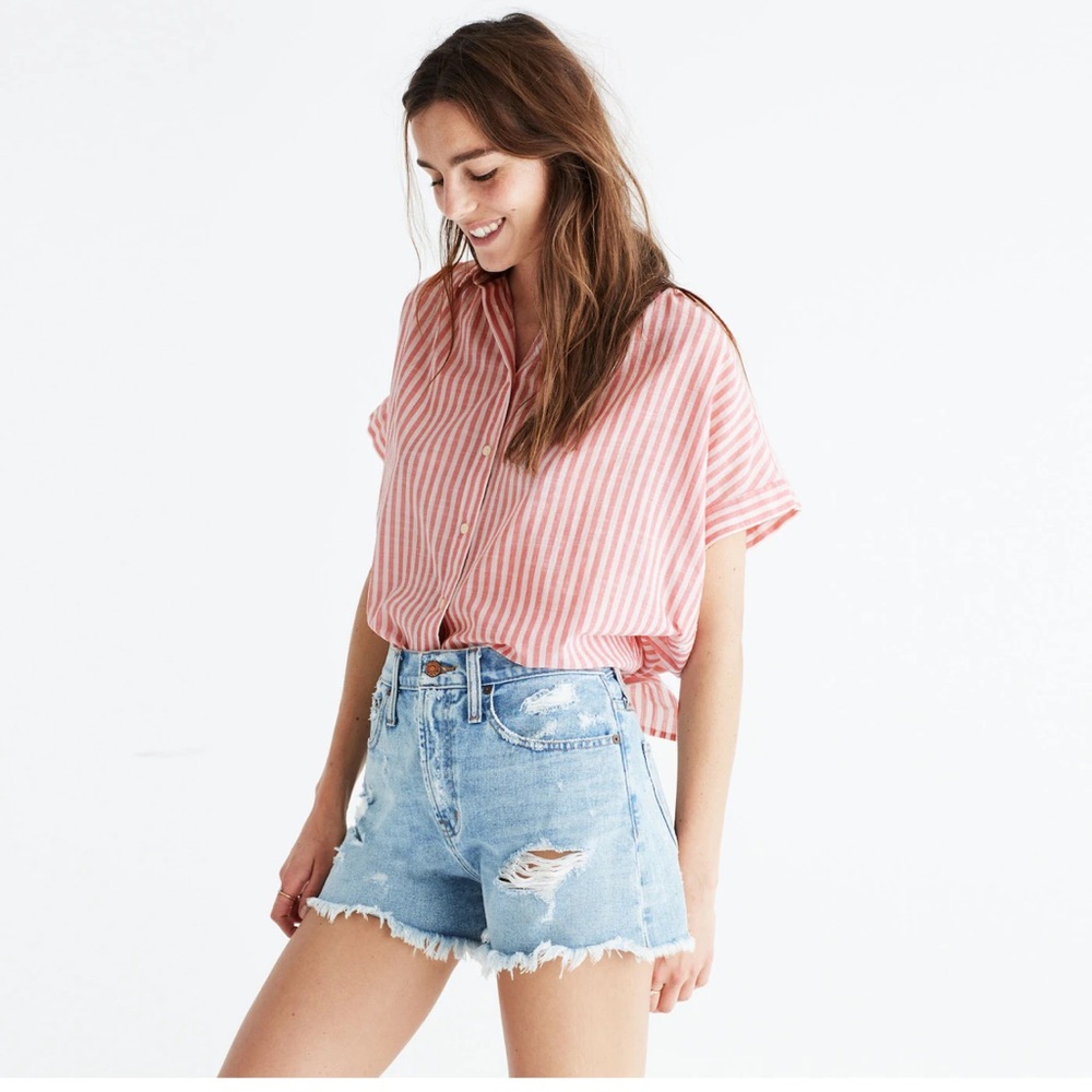 Madewell Pink Striped Button-Down Shirt